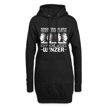 Winzer Wein Weinanbau Wine Reben Geschenk - Hoodie-Kleid - Schwarz - Vorne