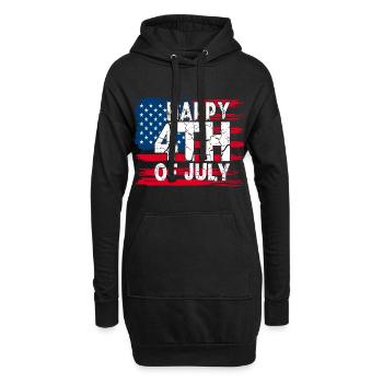 Happy 4th of July with American Flag - Hoodie Dress - black - Front