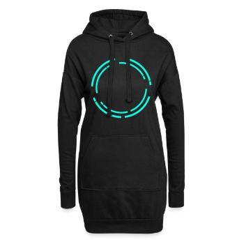 Türkis Kreisförmiger Rahmen für Nerds - Hoodie-Kleid - Schwarz - Vorne