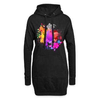 Blumentanz Flamingo Splash of Colors Kunst - Hoodie-Kleid - Schwarz - Vorne