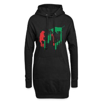 Aktien Börse Kapitalismus Trader Bulle Bär - Hoodie-Kleid - Schwarz - Vorne