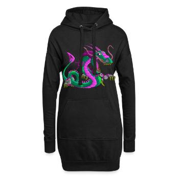 Metalldrache Mechdragon Drache aus Metall - Hoodie-Kleid - Schwarz - Vorne
