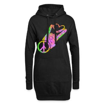 Hippie Peace Peace 60's 70's Love T-Shirt - Sweat-shirt à capuche long Femme - noir - Devant