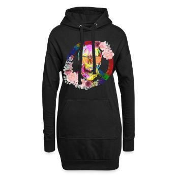 Hippie Peace Peace 60's 70's Love T-Shirt - Sweat-shirt à capuche long Femme - noir - Devant