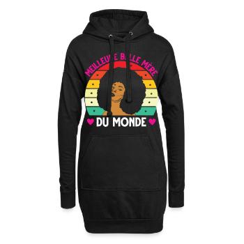 Meilleure belle mère monde vintage femme noire - Sweat-shirt à capuche long Femme - noir - Devant