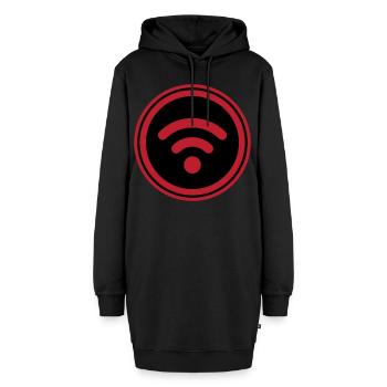 Wlan Internet - Hoodie-Kleid - Schwarz - Vorne - AI Model Female 172 light (172cm)