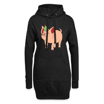 Celebration Party Pink Pig Farmer Oink Farm Barn - Hoodie-Kleid - Schwarz - Vorne