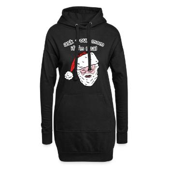 Frage deine Mutter, ob ich ein echter Weihnachtsmann bin Weihnachten - Hoodie-Kleid - Schwarz - Vorne