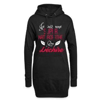 Super Naturopathe qui Déchire - Sweat-shirt à capuche long Femme - noir - Devant