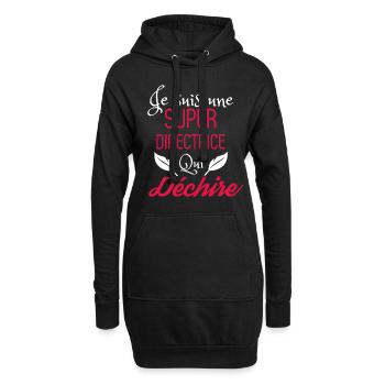 Super directrice qui déchire - Sweat-shirt à capuche long Femme - noir - Devant