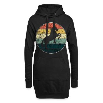 Pferd - Hoodie-Kleid - Schwarz - Vorne