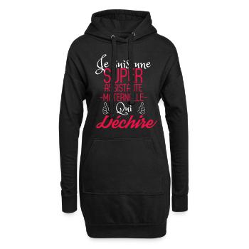 Super Assistante maternelle qui Déchire - Sweat-shirt à capuche long Femme - noir - Devant