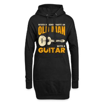 Alter Mann Gitarrist Musik Musiker Papa Opa - Hoodie-Kleid - Schwarz - Vorne