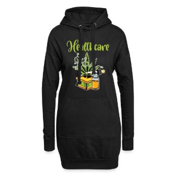 Green Cannabis Shirt For High People "Healthcare" - Hoodie Dress - black - Front