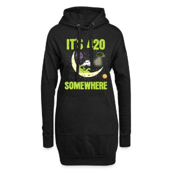 C'est 420 Somewhere Weed Cannabis T-shirt Design - Sweat-shirt à capuche long Femme - noir - Devant