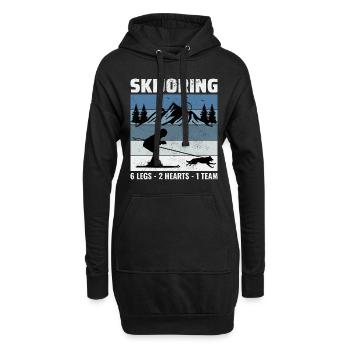 Hund Skijöring Extremsport Skirennen - Hoodie-Kleid - Schwarz - Vorne