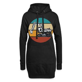Excavatrice - Sweat-shirt à capuche long Femme - noir - Devant