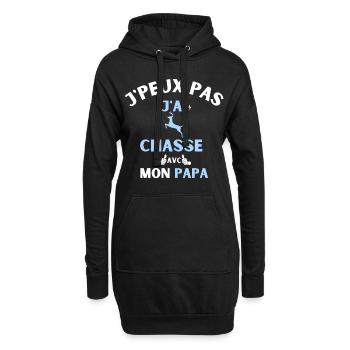 j peux pas j ai chasse avec mon papa - Sweat-shirt à capuche long Femme - noir - Devant