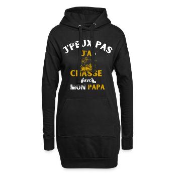j peux pas j ai chasse avec mon papa - Sweat-shirt à capuche long Femme - noir - Devant