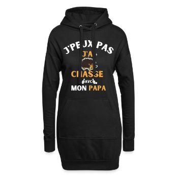 j peux pas j ai chasse avec mon papa - Sweat-shirt à capuche long Femme - noir - Devant