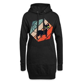 Rétro Vintage mignon félin Feral Meow animaux de - Sweat-shirt à capuche long Femme - noir - Devant