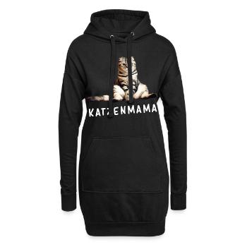 Katze – Katzenmama - Hoodie-Kleid - Schwarz - Vorne