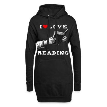 J’adore lire - Sweat-shirt à capuche long Femme - noir - Devant