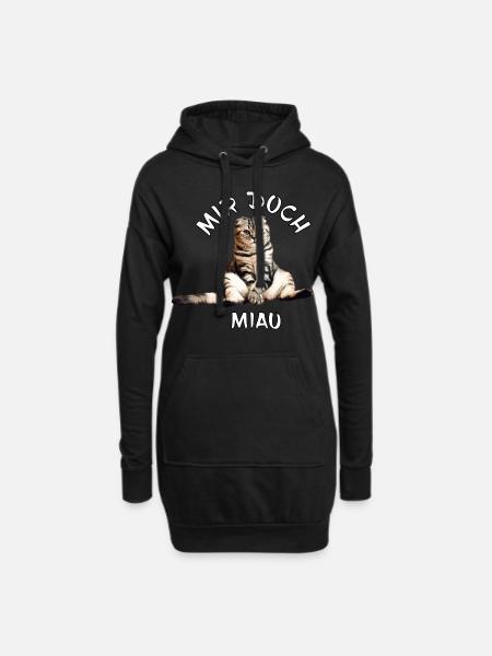 Katze – Mir doch miau - Hoodie-Kleid - Schwarz