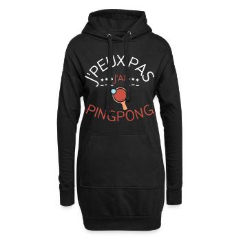 J'peux pas j'ai ping-pong - Sweat-shirt à capuche long Femme - noir - Devant