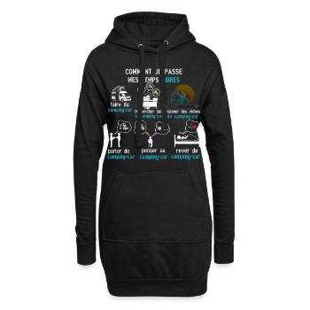 camping car temps libres cadeau camping car - Sweat-shirt à capuche long Femme - noir - Devant