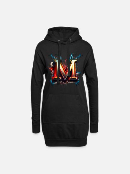 Graffiti Buchstabe M mit Krone 👑 - Hoodie-Kleid - Schwarz