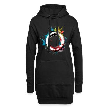 Graffiti Buchstabe O mit 👑 - Hoodie-Kleid - Schwarz - Vorne