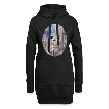 Kätzchen Katze mit Luftballon Gemälde - Hoodie-Kleid - Schwarz - Vorne