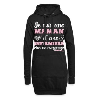 Maman et infirmière cadeau pour mère infirmiere - Sweat-shirt à capuche long Femme - noir - Devant