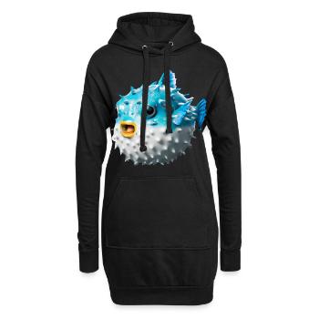 Poisson-globe gonflé - Sweat-shirt à capuche long Femme - noir - Devant