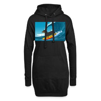Teckel Propriétaire Beach Dog Surfing Surfboard Surfer - Sweat-shirt à capuche long Femme - noir - Devant