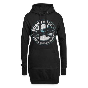 Fliegen Herzschlag Flugsport Segelflieger - Hoodie-Kleid - Schwarz - Vorne