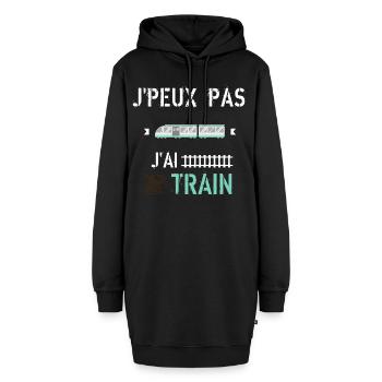 J Peux Pas J Ai Train - Sweat-shirt à capuche long Femme - noir - Devant