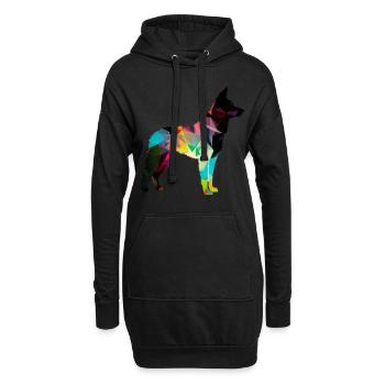 Beau chien - chien coloré - Sweat-shirt à capuche long Femme - noir - Devant