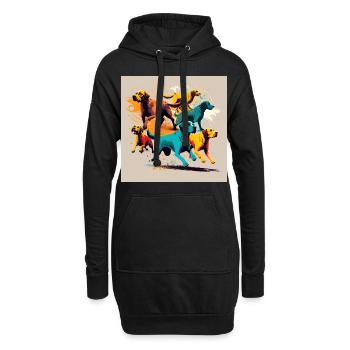 Groupe de chiens - Chiens colorés - Sweat-shirt à capuche long Femme - noir - Devant