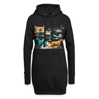 Bunte Hunde - Hunde Gruppe - Hoodie-Kleid - Schwarz - Vorne