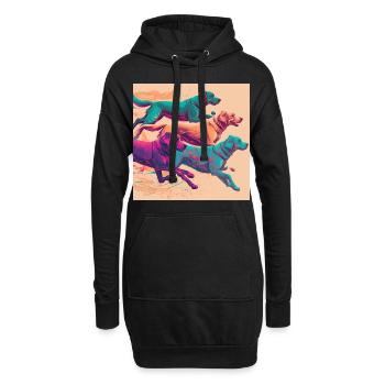 Chiens colorés - Groupe de chiens - Sweat-shirt à capuche long Femme - noir - Devant