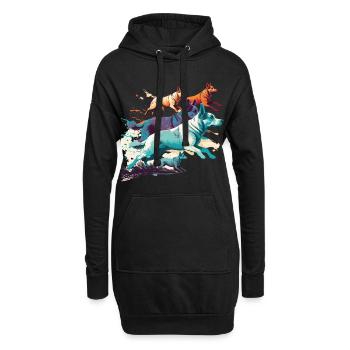 Bunte Hunde - Hunde Gruppe - Hoodie-Kleid - Schwarz - Vorne
