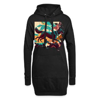 Chiens colorés - Groupe de chiens - Sweat-shirt à capuche long Femme - noir - Devant