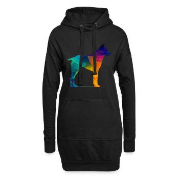 Chien coloré - Beau chien - Sweat-shirt à capuche long Femme - noir - Devant