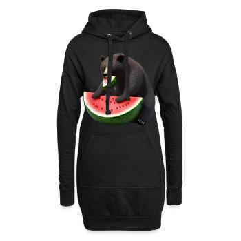 Bär mit Wassermelone - Hoodie-Kleid - Schwarz - Vorne