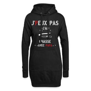 J Peux Pas J ai Chasse avec papa - Sweat-shirt à capuche long Femme - noir - Devant