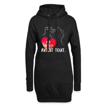 Ma famille avant tout. - Sweat-shirt à capuche long Femme - noir - Devant