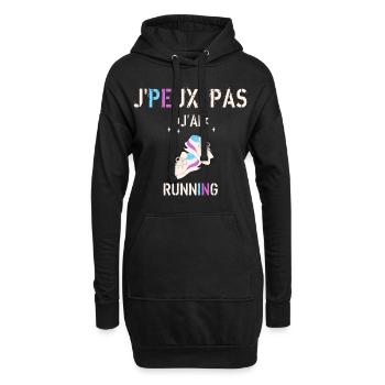 J Peux pas j ai running - Sweat-shirt à capuche long Femme - noir - Devant