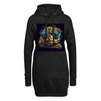 Trippy Schildkröte mit Sonnenbrille - Hoodie-Kleid - Schwarz - Vorne